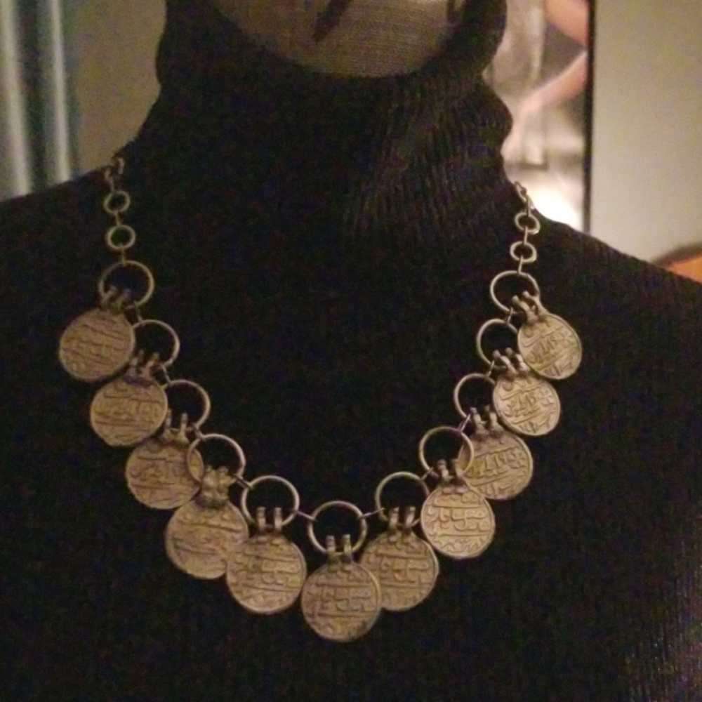 Goldtone  coin Necklace and Bracelet Set